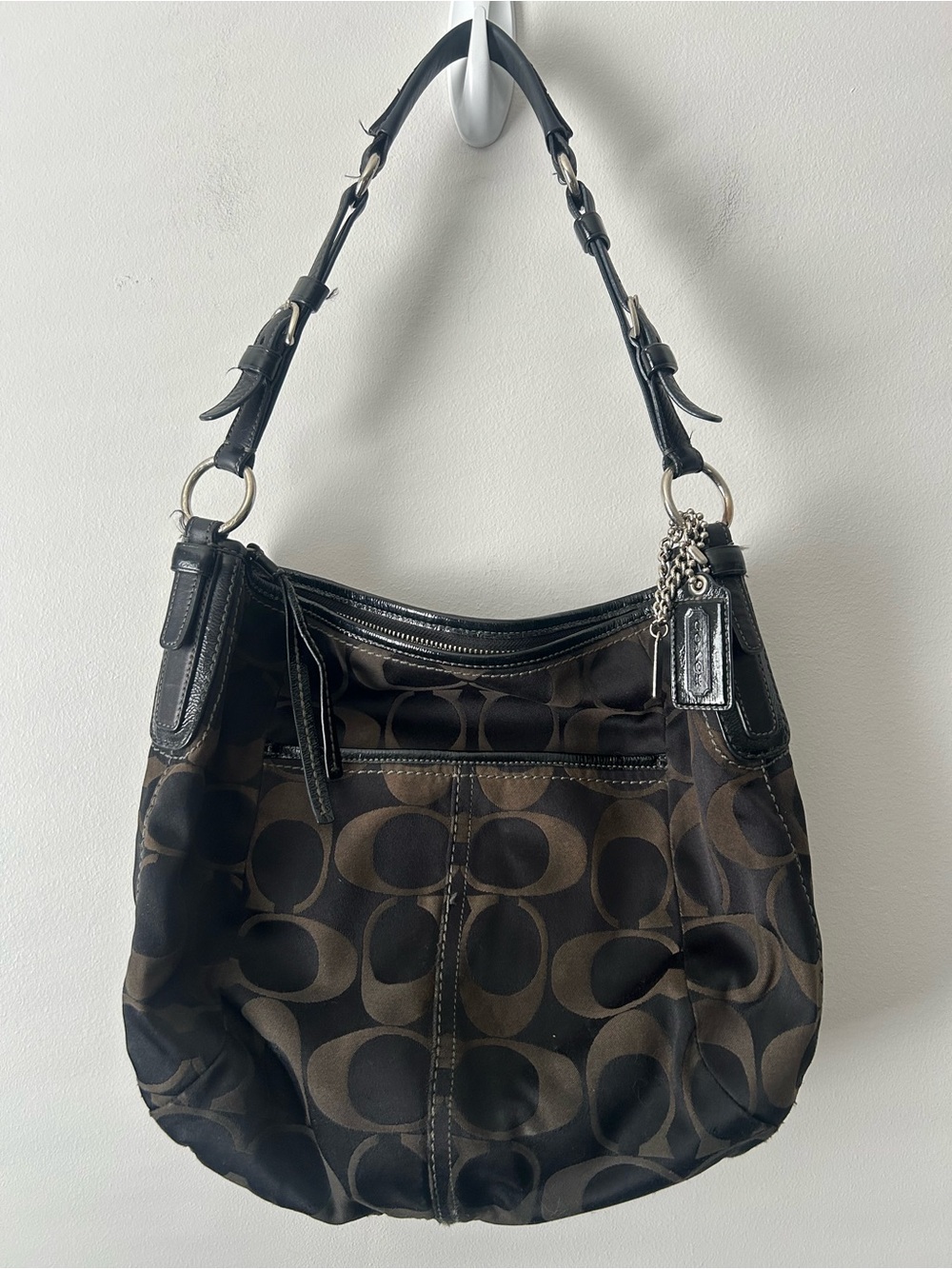 Coach Brown and Black Signature hobo Shoulder Bag 12676 - Picture 1 of 11